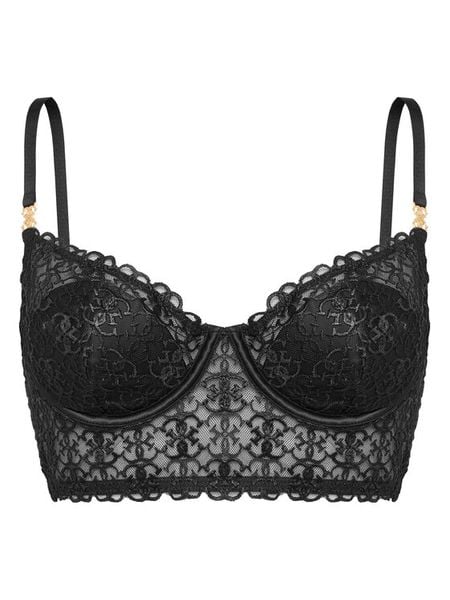 Guess Biustonosz z fiszbiną O5BC14 K1760 Czarny. Czarne biustonosze Guess, z aplikacjami, z syntetyku. Za 219.99 zł.