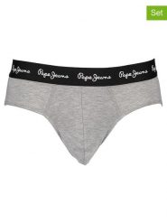 Pepe Jeans Slipy (3 pary) w kolorze czarnym, białym i szarym rozmiar: S. Białe slipki męskie Pepe Jeans, bez wzorów, z jeansu. Za 61.31 zł.