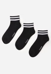 Czarne 3-Pack Skarpety Bawełniane za Kostkę w Paski przy Ściągaczu Hossi. Czarne skarpetki męskie Born2be, bez wzorów, z bawełny. Za 29.99 zł.