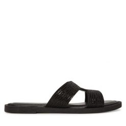 Klapki Tamaris. Czarne klapki damskie Tamaris, bez wzorów, bez obcasa. Za 229.99 zł.