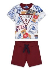 Guess Komplet t-shirt i spodenki I6RG08 K8HM4 Niebieski Regular Fit. Niebieskie spodnie niemowlęce Guess, z aplikacjami, z bawełny. Za 159.99 zł.