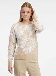 Orsay Sweter w kolorze beżowo-białym rozmiar: S. Brązowe swetry klasyczne damskie ORSAY, s, bez kołnierzyka. Za 90.69 zł.