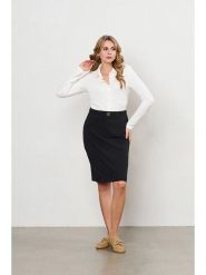 &Co Woman Spódnica "Peach" w kolorze czarnym rozmiar: XL. Czarne spódniczki damskie &Co Woman, xl, z aplikacjami, z podwyższonym stanem, midi. Za 196.70 zł.