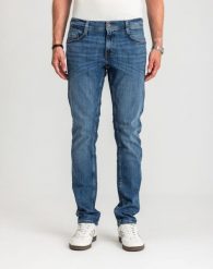 Męskie Spodnie Jeansowe Mustang Oregon Slim Denim Blue 1015042 5000 583. Niebieskie spodnie materiałowe męskie Mustang, bez wzorów, z denimu. Za 199.99 zł.