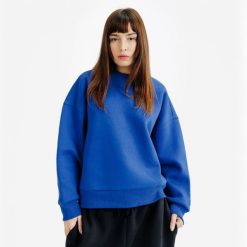 Bluza okrągły dekolt damska Elementals. Niebieskie bluzy bez kaptura damskie Decathlon, m, z bawełny. Za 149.99 zł.