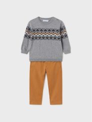 Mayoral Komplet sweter i spodnie materiałowe 2.544 Brązowy Regular Fit. Brązowe spodnie niemowlęce Mayoral, bez wzorów, z bawełny, bez kołnierzyka. Za 179.99 zł.