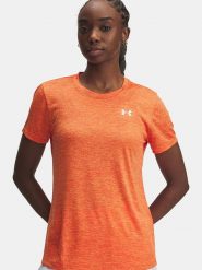 Under Armour Koszulka funkcyjna "Twist" w kolorze pomarańczowym rozmiar: M. Pomarańczowe bluzki sportowe damskie Under Armour, m, z materiału, bez kołnierzyka, bez ramiączek. Za 100.04 zł.