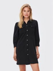 ONLY Sukienka jeansowa Felica 15227104 Czarny Regular Fit. Czarne sukienki damskie Only, l, bez wzorów, z bawełny, bez kołnierzyka, bez ramiączek, koszulowe. Za 119.99 zł.