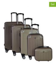 Geographical Norway 5-częściowy zestaw "Softless" w kolorze khaki rozmiar: onesize. Brązowe walizki Geographical Norway, bez wzorów, z materiału. Za 543.99 zł.