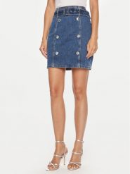 Guess Spódnica jeansowa W4YD0Q D55M0 Niebieski Regular Fit. Niebieskie spódniczki damskie Guess, m, z aplikacjami, z bawełny. Za 239.99 zł.