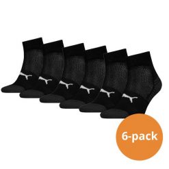 Skarpety Puma Sport Quarter z amortyzacją, 6 szt., czarne. Czarne skarpetki damskie Puma, bez wzorów, z elastanu. Za 162.99 zł.