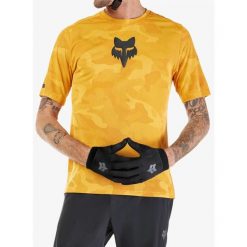 Koszulka rowerowa męska Fox Ranger Tru Dri SS Jersey. Żółte t-shirty sportowe męskie FOX, m, z jersey, bez ramiączek, rowerowe. Za 198.99 zł.