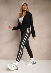 Czarne Legginsy High Waist z Push-Upem z Elastycznego Materiału z Lampasami Ateria. Czarne legginsy damskie Renee, l, bez wzorów, z jeansu. Za 49.99 zł.