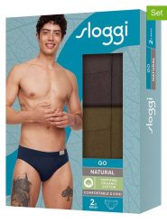 Sloggi Slipy (2 pary) "Go" w kolorze oliwkowo-brązowym rozmiar: M. Brązowe slipki męskie Sloggi, bez wzorów. Za 43.57 zł.