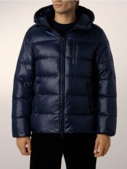 Pikowana kurtka z puchem - granatowy. Niebieskie kurtki męskie Reserved, l, bez wzorów, z puchu, bez kaptura. Za 499.99 zł.