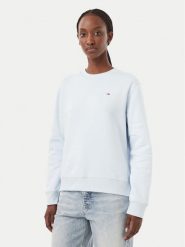 Tommy Jeans Bluza Flag DW0DW19959 Niebieski jasny Regular Fit. Niebieskie bluzy bez kaptura damskie Tommy Jeans, m, z bawełny. Za 289.99 zł.