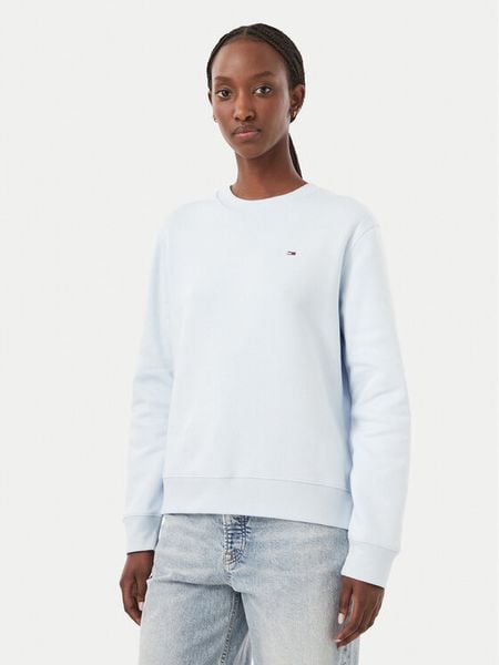 Tommy Jeans Bluza Flag DW0DW19959 Niebieski jasny Regular Fit. Niebieskie bluzy bez kaptura damskie Tommy Jeans, xl, z bawełny. Za 289.99 zł.