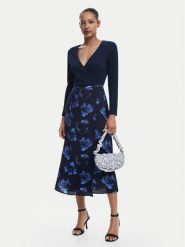 Desigual Sukienka codzienna Filadelfia 24WWVW37 Granatowy Regular Fit. Niebieskie sukienki damskie Desigual, na co dzień, xl, bez wzorów, z syntetyku, bez kołnierzyka, bez ramiączek, proste. Za 249.99 zł.