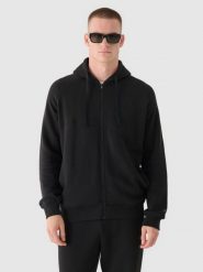 4F Bluza dresowa rozpinana z kapturem męska - czarna S. Czarne bluzy sportowe męskie 4f, bez wzorów, z bawełny, klasyczne, bez kołnierzyka, bez ramiączek. W wyprzedaży za 89.99 zł.