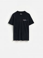 T-shirt Jeep - czarny. Czarne t-shirty męskie Reserved, l, bez wzorów, z bawełny, bez kołnierzyka. Za 79.99 zł.