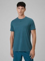 4F Koszulka sportowa w kolorze turkusowym rozmiar: XL. Niebieskie t-shirty sportowe męskie 4f, xl, z materiału, bez ramiączek, outdoorowe. Za 44.99 zł.