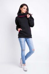 Czarna Bluza Kangurka z Szerokim Golfem. Czarne bluzy bez kaptura damskie Awama, l, z bawełny. Za 181.90 zł.