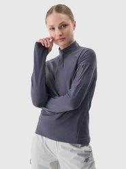 4F Koszulka funkcyjna w kolorze granatowym rozmiar: M. Niebieskie bluzki sportowe damskie 4f, m, bez wzorów, z materiału, bez ramiączek. Za 79.03 zł.