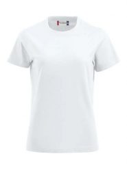 Clique Premium-T Women T-shirt z okrągłym dekoltem, 100% bawełna. Białe t-shirty damskie CLIQUE, xl, bez wzorów, z bawełny, bez kołnierzyka. Za 110.94 zł.