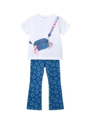 Mayoral Komplet t-shirt i legginsy 3730 Biały Regular Fit. Białe koszulki dziewczęce Mayoral, bez wzorów, z bawełny, bez ramiączek. Za 149.99 zł.