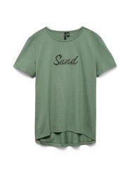 Vero Moda Koszulka w kolorze zielonym rozmiar: S. Zielone bluzki damskie Vero Moda, s, bez wzorów, z bawełny, bez kołnierzyka. Za 84.60 zł.