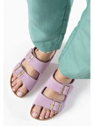 BAYTON Skórzane klapki "Atlas" w kolorze fioletowym rozmiar: 39. Różowe klapki damskie Bayton, bez wzorów, bez obcasa. Za 150.37 zł.