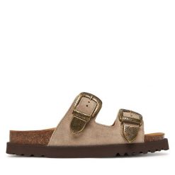 Klapki Scholl. Brązowe klapki damskie Scholl, bez wzorów, bez obcasa. Za 449.99 zł.
