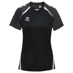 Damska koszulka polo Hummel Lead 2.0. Czarne bluzki damskie HUMMEL, bez wzorów, sportowe, bez kołnierzyka, bez ramiączek. Za 180.00 zł.