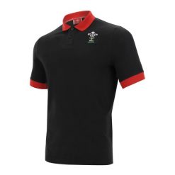 Bawełniana koszulka polo z pique Pays de galles rugby 2020/21. Czarne koszulki polo męskie Macron, l, bez wzorów, z bawełny, bez ramiączek. Za 158.50 zł.