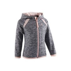 Bluza na zamek do gimnastyki S500 dla maluchów. Szare bluzy dziewczęce DOMYOS, bez wzorów, z elastanu, bez ramiączek, z kapturem. Za 44.99 zł.