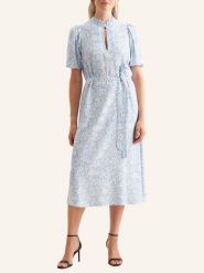 Seidensticker Sukienka w kolorze błękitno-białym rozmiar: 42. Białe sukienki damskie Seidensticker, bez wzorów, z tkaniny, bez kołnierzyka, bez ramiączek, midi. Za 216.22 zł.