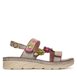 Sandały Laura Vita. Szare sandały damskie Laura Vita, bez wzorów, bez obcasa, na płaskiej podeszwie. Za 389.99 zł.