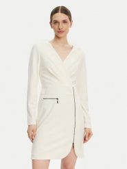 DKNY Sukienka koktajlowa DD4JI62A Écru Slim Fit. Sukienki damskie DKNY, bez wzorów, z syntetyku, wizytowe, bez kołnierzyka, bez ramiączek. Za 459.99 zł.