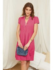 Rodier Lin Lniana sukienka w kolorze różowym rozmiar: XL/XXL. Różowe sukienki damskie Rodier Lin, xl, bez wzorów, ze lnu, bez kołnierzyka, bez ramiączek, mini, rozkloszowane. Za 140.20 zł.