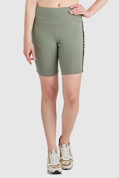 GUESS Zielone krótkie legginsy damskie z lampasami, Rozmiar XS. Zielone legginsy damskie Guess, s, z aplikacjami. W wyprzedaży za 108.99 zł.