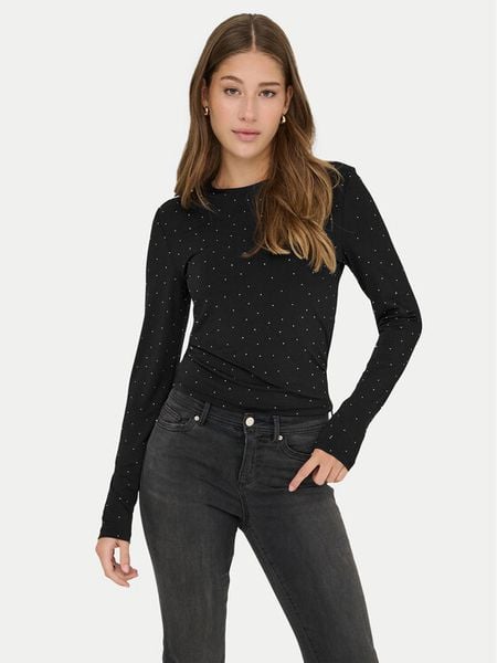 ONLY Bluzka Zita 15358986 Czarny Slim Fit. Czarne bluzki damskie Only, xs, bez wzorów, z syntetyku, bez kołnierzyka, bez ramiączek. Za 119.99 zł.