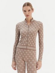 Guess Bluza V5BP08 K2000 Brązowy Slim Fit. Brązowe bluzy bez kaptura damskie Guess, l, z syntetyku. Za 239.99 zł.