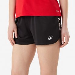 Spodenki do piłki ręcznej damskie Atorka H100. Czarne szorty damskie KIPSTA, bez wzorów, z materiału, sportowe. Za 44.99 zł.