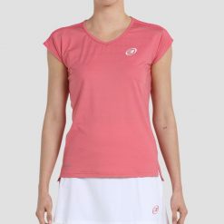 Koszulka do padla damska Bullpadel Eleva. Czerwone bluzki sportowe damskie bullpadel, l, bez wzorów, z materiału, bez ramiączek. Za 169.99 zł.