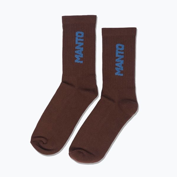 Skarpety MANTO Logotype 23. Brązowe skarpetki damskie Manto, bez wzorów, z bawełny. Za 45.99 zł.
