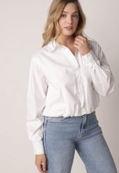 Biała Bawełniana Koszula o Kroju Bombki Oversize Walelia. Białe koszule damskie Born2be, l, bez wzorów, z bawełny, bez kołnierzyka, bez ramiączek. Za 139.99 zł.