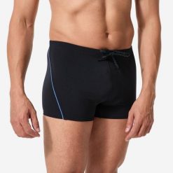 Bokserki pływackie męskie Decathlon Plus. Czarne kąpielówki męskie Decathlon, m, bez wzorów, z materiału, do pływania. Za 39.99 zł.