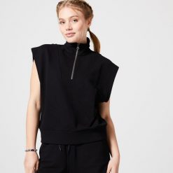 Kamizelka damska Nyamba Gym & Pilates 520. Czarne kamizelki damskie DOMYOS, xl, z bawełny. Za 119.99 zł.