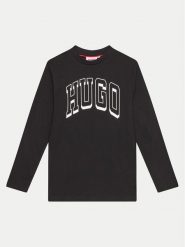 Hugo Bluzka G00148 D Czarny Regular Fit. Czarne t-shirty chłopięce Hugo, bez wzorów, z bawełny, bez ramiączek. Za 129.99 zł.