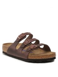 Birkenstock Klapki Florida 53901 Brązowy. Brązowe klapki damskie Birkenstock, bez wzorów, ze skóry, bez obcasa. Za 479.99 zł.